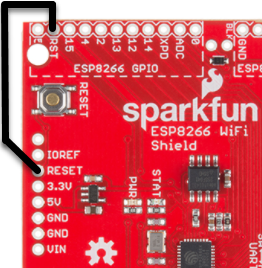 Connection on the SparkFun ESP8266 WiFi Shield